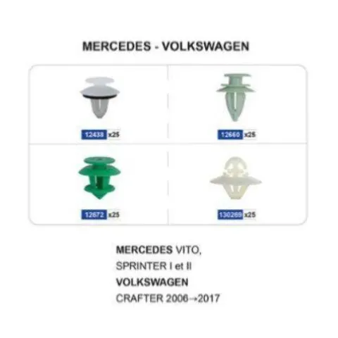 Coffret de 100 assortiment d'agrafes de panneaux de portes et moulures pour MERCEDES VOLKSWAGEN, Neuf