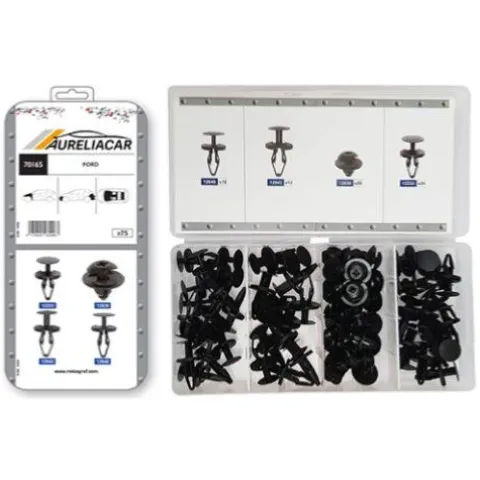 Coffret de 75 assortiments de Rivets plastiques d' aile avant, pare-chocs avant/arrière et sous caisse pour FORD, Neuf