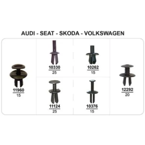 Coffret de 115 assortiments de Rivets plastiques d'aile avant, pare-chocs avant/arrière et sous caisse pour AUDI, SEAT, SKODA, VOLKSWAGEN, Neuf