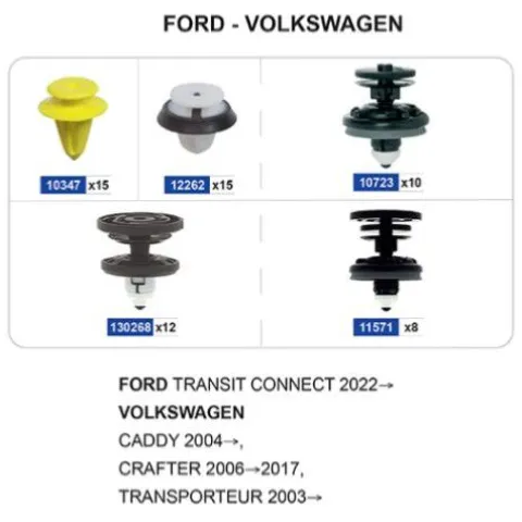 Coffret de 60 assortiments d'agrafes de panneaux de portes pour FORD, VOLKSWAGEN, Neuf