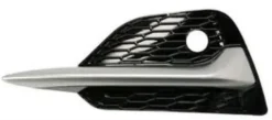 Grille pare chocs avant gauche pour NISSAN QASHQAI 2017-2021, avec trous capteur, profile chromée argent, Neuve