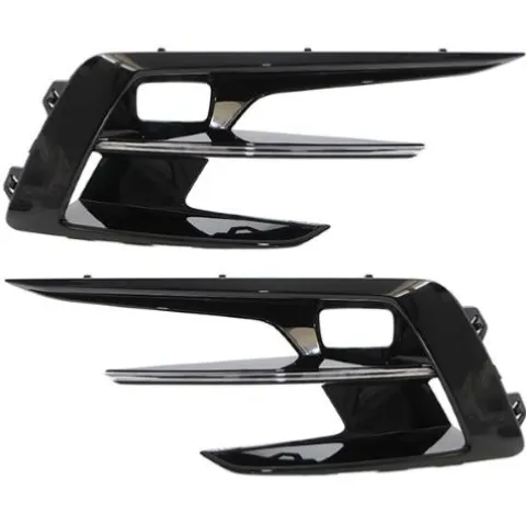 Kit grilles avant droite et gauche pour RENAULT MEGANE IV phase 2, depuis 2020, noires lisses, trous feux antibrouillard, moulure chromées, Neuves