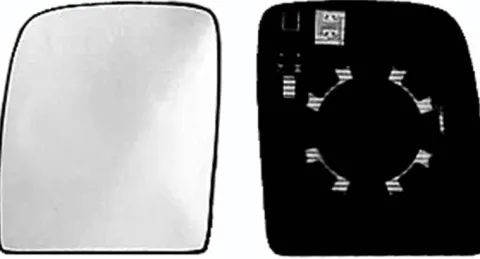 Miroir Glace rétroviseur gauche CITROËN JUMPY II 2007-2016, verre supérieur dégivrant, à clipser