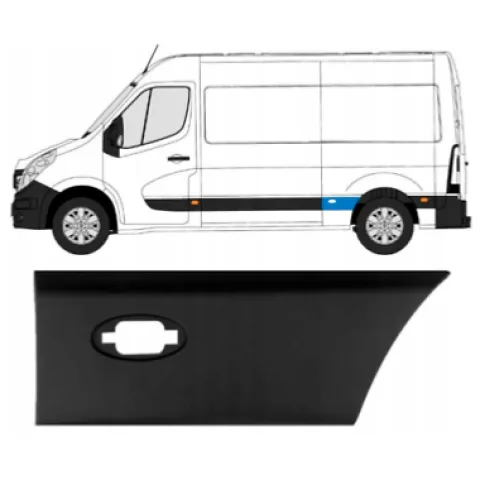 Moulure baguette latérale gauche pour RENAULT MASTER III phase 3, depuis 2019, châssis moyen, trou feu, 49.5 cm Neuve