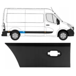 Moulure baguette latérale droite pour RENAULT MASTER III phase 2, 2014-2019, châssis moyen, trou feu, 49.5 cm Neuve