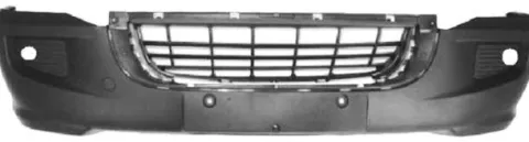 Pare-chocs avant pour VOLKSWAGEN CRAFTER phase 2 2011-2017, trous feu antibrouillard, avec grille, cache crochet, gris foncé gaufré, Neuf